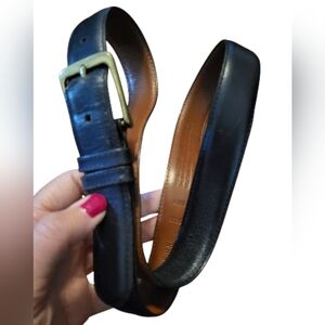 Coach Navy Blue Mens Leather Belt Made in USA, Waist 36 inch